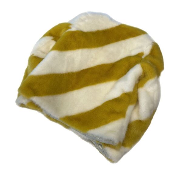 SAM EDELMAN FAUX FUR JACKET YELLOW & IVORY STRIPE SIZE XS - Picture 2 of 5